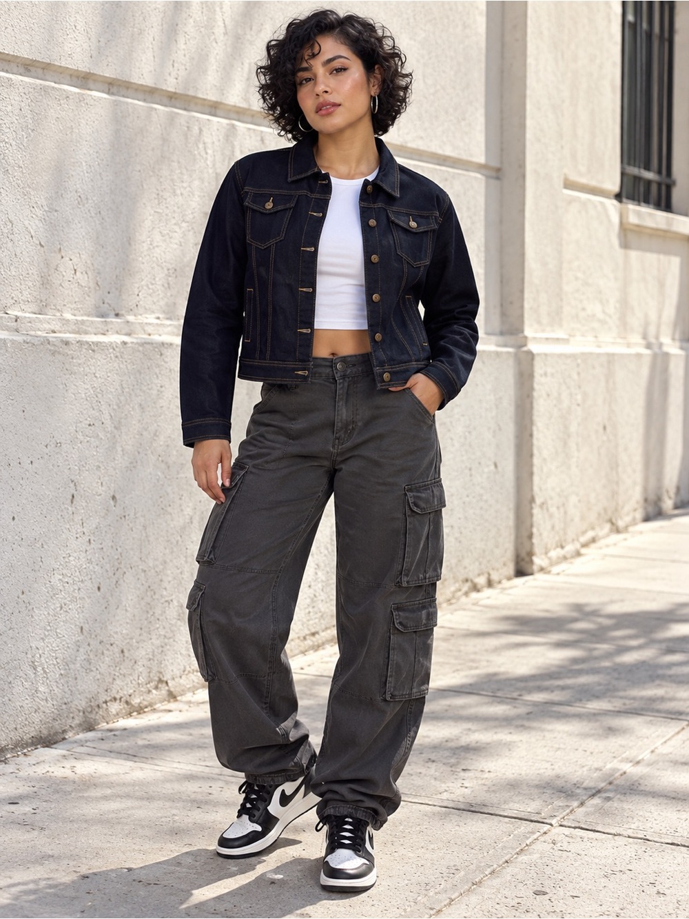 Women's Black Cropped Denim Jacket - Modern Jean Jacket